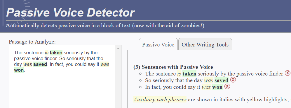 Passive voice detector